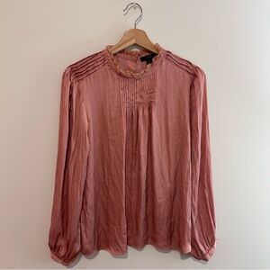JCrew Ruffle Top Pink Size Medium Long Sleeve